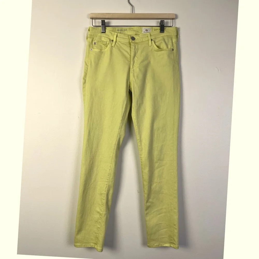 AG Prima Ankle Skinny Leg Jeans Chartreuse Yellow‎ Denim Pants Size 29